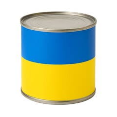 Tin can with Ukrainian flag colors.
