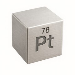 Platinum cube labeled Pt with atomic number 78
