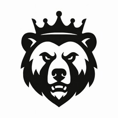 Bear  head logo with crown in black silhouette