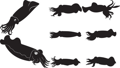 Cuttlefish Silhouettes Vector Pack