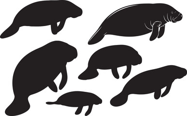 Manatee Silhouettes Vector Pack