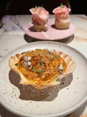 Appetizer served in a seashell