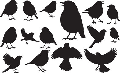 Robin Silhouettes Vector Pack