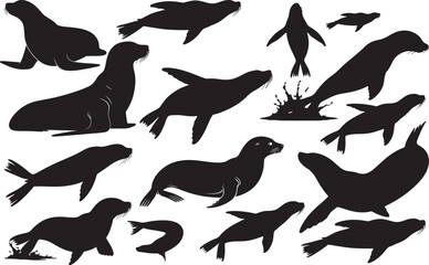 Sea Lion Silhouettes Vector Pack