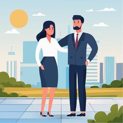 Obraz premium Employee morale, team spirit, work passion or job satisfaction, worker wellbeing or feeling, attitude and motivation concept, businessman and businesswoman team showing emotion happy and sad face