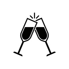 New Year's Eve celebration with clinking champagne glasses icon