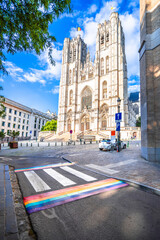 Brussels, Belgium. The Cathedral of St Michael and St Gudula in Brussels view