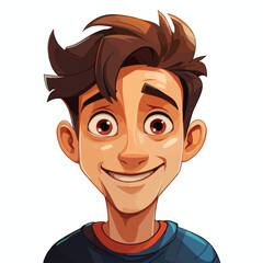 Vibrant Colorful Caricature Front Face of Expressive Boy Profile Picture
