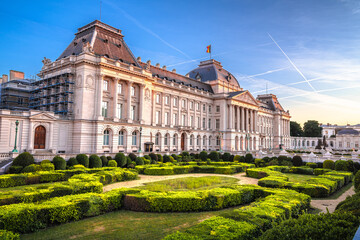 Brussels, Belgium. Royal Palace of Brussels scenic street view
