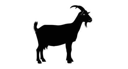 Black Goat Silhouette on White Background