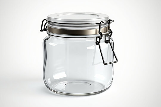 Clear Glass Jar with Hinged Lid and Metal Clasp