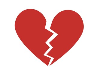 Red Broken heart isolated on a white background 