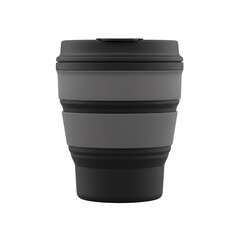 Collapsible silicone travel cup, isolated on transparent background