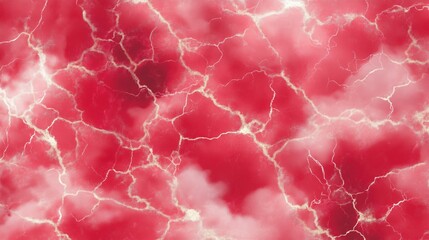 Vibrant red and gold abstract liquid marble pattern with shimmering cracked lines
