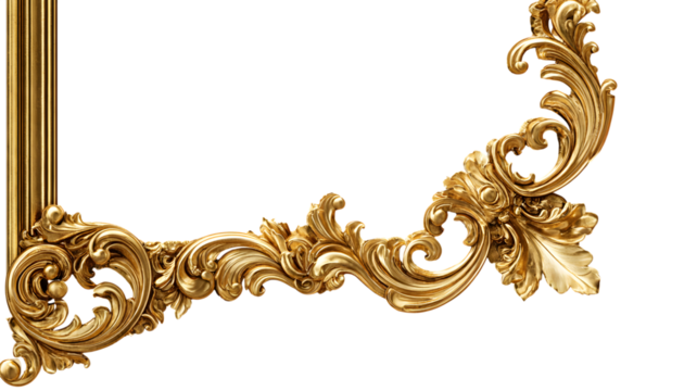 Elegant golden decorative corner flourish design detailed architectural element perfect for luxury design projects