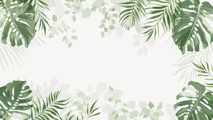 Watercolor tropical foliage frame with monstera and palm leaves design for invitations and cards
