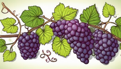 hand drawn grape branches