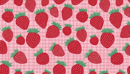 seamless pattern with strawberries and gingham for banners cards flyers social media wallpapers etc