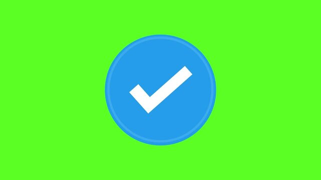 Verified Blue Tick Badge Green Screen PNG, Checkmark Symbol Animation Overlay