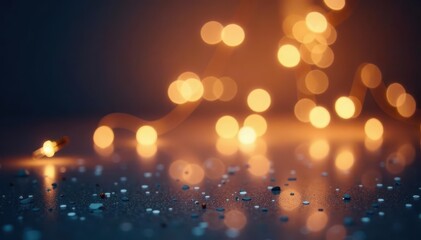 Abstract Christmas bokeh, glittering festive background, gold, red, glow