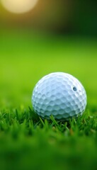 Obraz premium Close-up of golf ball resting on lush green grass , vibrant, course, leisure