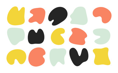 Doodle liquid abstract blob shapes, color irregular organic random forms, fluid silhouette, simple vector smooth ink stain. Highlight for social media stories. Perfect for branding, posters, packaging