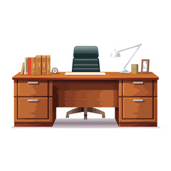 Professional Wooden Office Desk Vector Illustration for Business Use