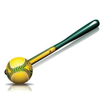 Professional Brazil Baseball Bat and Ball Sports Vector Illustration for Marketing Materials