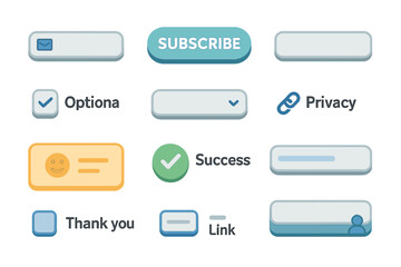 User interface elements with icons and buttons for web design