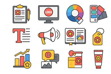 Colorful design elements for branding and marketing concepts
