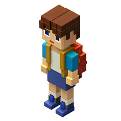 Naklejka premium School-Going Kid with Backpack – Education and Childhood 3D Illustration on Pure White Background