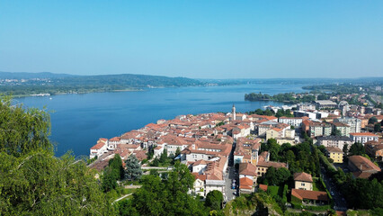 Obraz premium aerial view of the city of Arona, Lake Maggiore