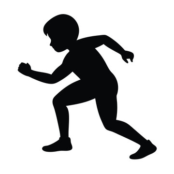 Una silhouette vettoriale di un ragazzo illustrazione a colori neri