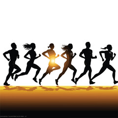 Dynamic Silhouettes of Running Athletes Vector Illustration for Sports Marketing Campaigns