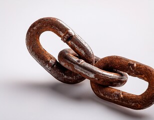 Fototapeta premium rusted metal chain link on white background