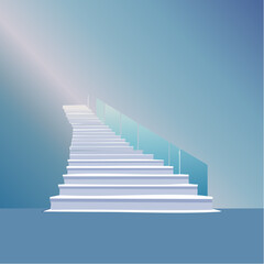 Career guidance or advice to step up career path, business direction or spotlight to success, discover talent or job candidate concept, flashlight staircase light beam to step up for businesswoma