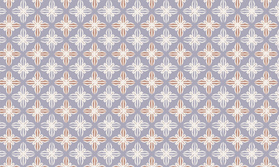 Modern geometric tile pattern. Seamless abstract star and diamond background in blue and gold. Vector graphic for wallpaper or floor