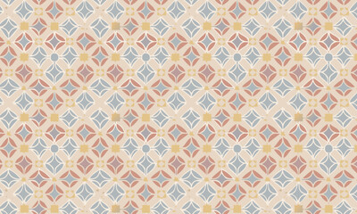 Seamless retro geometric pattern. Abstract vintage background with diamond and square shapes in muted colors