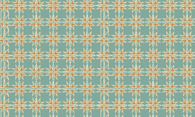 Textured Geometric Compass Star Pattern. Seamless vintage vector background for adventure or travel themes
