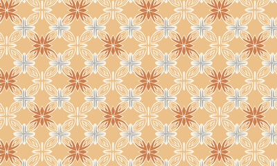 Abstract Geometric Fan Flower Pattern with 3D Effect. Seamless modern vector background in neutral tones