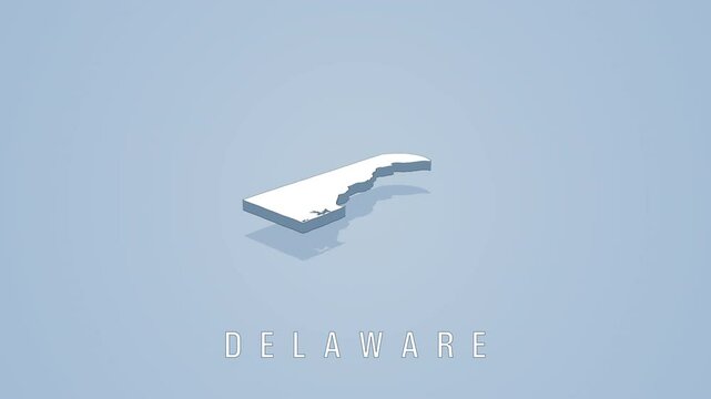 Delaware USA state 3D map with label