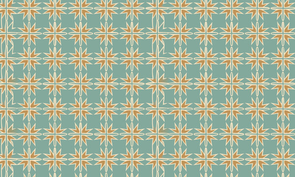 Fototapeta Textured Geometric Compass Star Pattern. Seamless vintage vector background for adventure or travel themes
