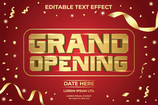 Exclusove GRAND OPENING Invitation Design in Gold text and red festive background