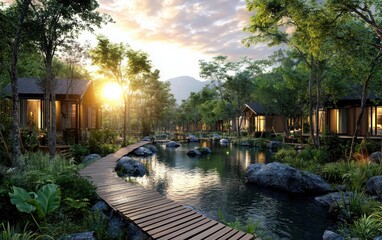 Fototapeta premium A realistic scene focused on eco friendly tourism and nature trails captured with natural lighting and depth.