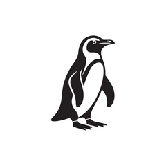 

**"Majestic African Penguin Silhouette Standing Proud – Minimalist Wildlife Vector Art Depicting Endangered Marine Bird from Sou
