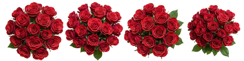 Obraz premium Red Rose Bouquets Isolated on Transparent Background