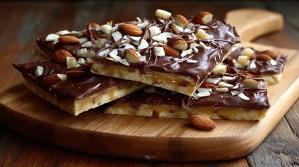 Buttery almond brittle: buttercrunch piece, nut glaze, toasted candy, caramel shard, dessert bite, golden snap, crispy melt, sweet spark, crunchy charm, sugar layer, gourmet texture bliss