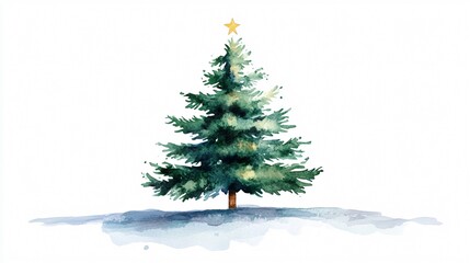 Festive Christmas Tree Watercolor Painting - Holiday Vector Artwork