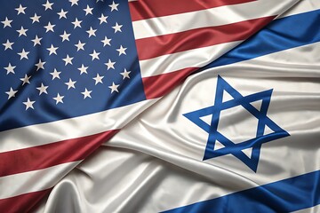 US-Israel Relations: Two national flags, the United States and Israel, draped together, symbolizing the strong bond and strategic alliance between the two nations.