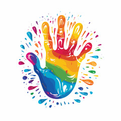 Obraz premium Inclusive Down Syndrome Handprint Painting Vector Illustration Isolated